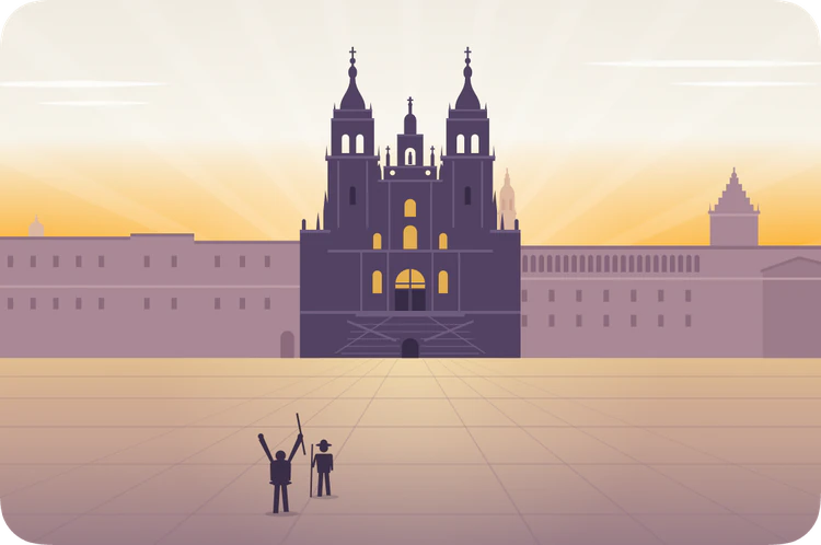 Postcard of the Obradoiro Façade, Santiago de Compostela.